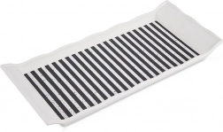 Prostokątny taca do serwowania 29,5 × 13 cm z czarno-białymi pasami