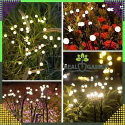Solarne lampy ogrodowe z grotem, kula, 6 LED, czujnik zmierzchu, 2 szt.