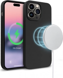 Magnetyczne silikonowe etui do iPhone 14 Pro Max z MagSafe, czarne