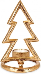 Złoty aluminiowy świecznik w kształcie choinki 16 cm