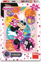 Świecące Neonowe Puzzle Minnie i Baloniki 100 XL elementów