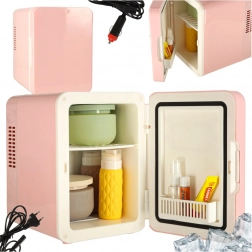 Elektryczna przenośna mini lodówka 2w1 różowa 4L