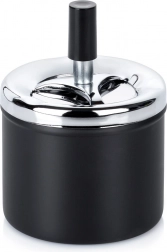 Metalowa zamykana popielniczka obrotowa czarna 9,5 × 13 cm