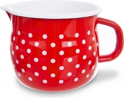 Emaliowany kubek z dzióbkiem, czerwony w kropki 1,9 l