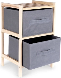 Drewniana szara szafka z dwoma szufladami 46 cm