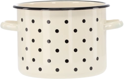 Emaliowany garnek 4,5 l, 20 cm, biały w kropki