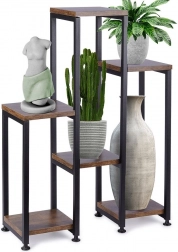 Stojak na kwiaty 6‑poziomowy 70 cm – metal i dekor drewna