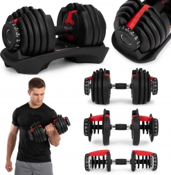 Regulowana hantla jednoręczna 2,5–24 kg ze stojakiem ModernHome