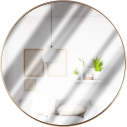 Okrągłe lustro ścienne w złotej ramie 50 cm