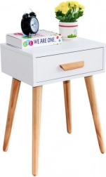stolik nocny lub kawowy z drewna sosnowego ModernHome, biały