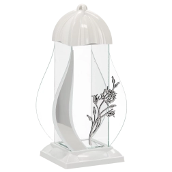 Lampion nagrobny M Róża biały 39 cm