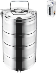 Termiczny nierdzewny pojemnik na żywność Orion z 4 poziomami, 4 × 1,1 l