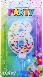 Świeczka urodzinowa cyfra 6 w kropki