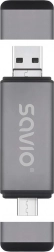 Czytnik kart Savio 3w1 USB-C, USB-A, micro USB