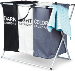 Składany trzykomorowy kosz na pranie 105 l