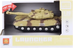 Beżowy czołg na baterie ze światłami i dźwiękami