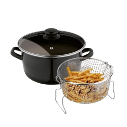 Tadar emaliowany garnek do frytek z koszykiem i pokrywką 22 cm