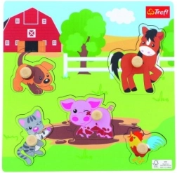 Drewniana mini układanka Farma, 5 elementów