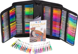 Kolorowe długopisy żelowe w etui, 120 szt. + 120 wkładów zapasowych