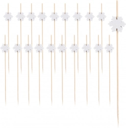 Bambusowe wykałaczki imprezowe ze śnieżynką 12 cm, 20 szt.