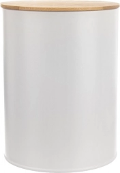 Kuchenny pojemnik na żywność z białego metalu z bambusową pokrywką 2,3 l