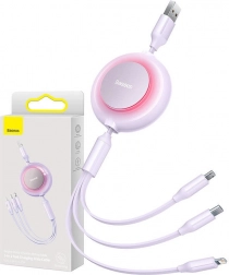 Baseus Bright Mirror II Series zwijany kabel 3w1 z funkcją szybkiego ładowania