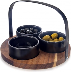 Ceramiczne miseczki do przystawek BLACK 130 ml, zestaw 4 szt.