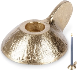 Złoty aluminiowy świecznik na długą świecę Home Styling Collection