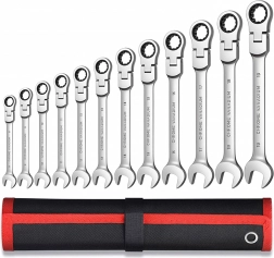 Zestaw kluczy oczkowo‑płaskich z grzechotką 8–19 mm, 12 szt.