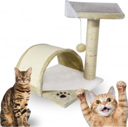 Drapak dla kota z hamakiem i budką, biało‑beżowy 43 cm