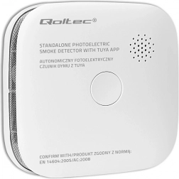 Czujnik dymu z baterią TUYA Wi‑Fi, alarm 85 dB i LED