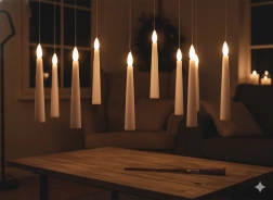 Zestaw 10 wiszących świec LED z magiczną różdżką 1,5 × 15,5 cm