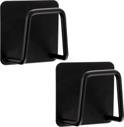 Samoprzylepne czarne haczyki 4,8 × 4,8 cm, zestaw 2 szt.