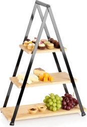 Trzypoziomowa bambusowa etażerka 53 cm