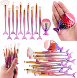 Zestaw pędzli do makijażu z tęczowym ogonem syreny 11 szt.