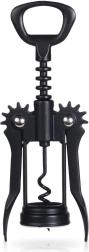 Metalowy skrzydełkowy otwieracz do wina, czarny, 16 cm