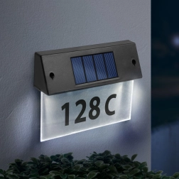 Solarne oświetlenie numeru domu z przezroczystą pleksą i zimnymi białymi diodami LED