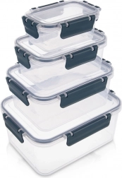 Zestaw pojemników na żywność z pokrywką i uszczelką 4 szt.