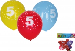 Balony do nadmuchiwania 30 cm z cyfrą 5 – zestaw 5 szt.