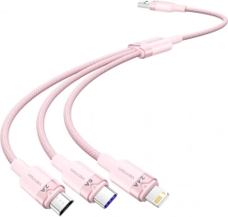 Kabel USB 3w1 6A, 1,5 m, różowy – VENTION