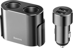 Baseus podwójna rozdzielaczka do gniazda zapalniczki z ładowarką 2x USB 3,1 A, 100 W – czarna