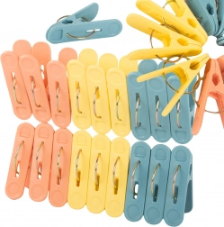 Plastowe klamerki do prania, 18 szt., ekstra wytrzymałe, wielokolorowe