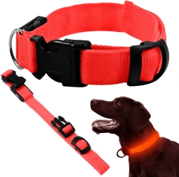 LED świecąca obroża dla psów i kotów, regulowana 36–59 cm, czerwona