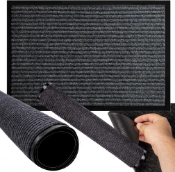 Gumowana wycieraczka wejściowa 60 × 90 cm – szara, antypoślizgowa
