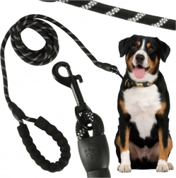 Treningowa odblaskowa smycz dla psa 3 m, wytrzymała lina z wyściełaną rączką