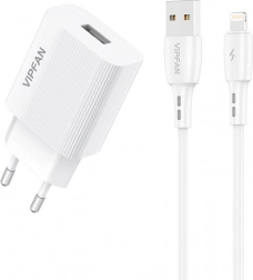 Sieciowa ładowarka Vipfan 1x USB 2,4A i kabel Lightning biały
