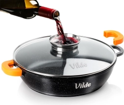 Głęboka granitowa patelnia ze szklaną pokrywką TERRUNA AROMA 24 cm, 2,1 l