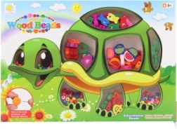 Drewniane koraliki żółw – zestaw do nawlekania