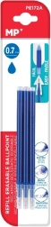 Wkłady do wymazywalnych długopisów MP 3 szt. 0,7 mm - niebieskie
