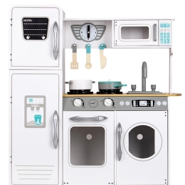 Duża biała drewniana kuchnia dla dzieci ECOTOYS